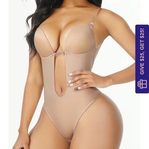 Shapellx Airslim Backless U Plunge Thong Bodysuit